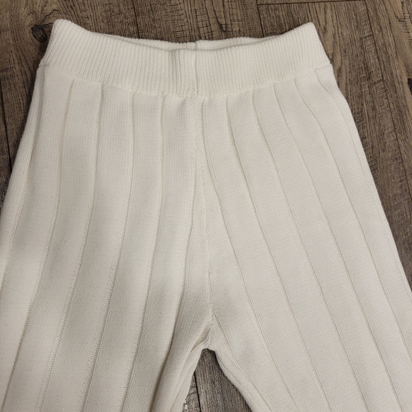 OATS Women's Wide Ribbed Knit Pant white 100 cotton - Picture 6 of 14